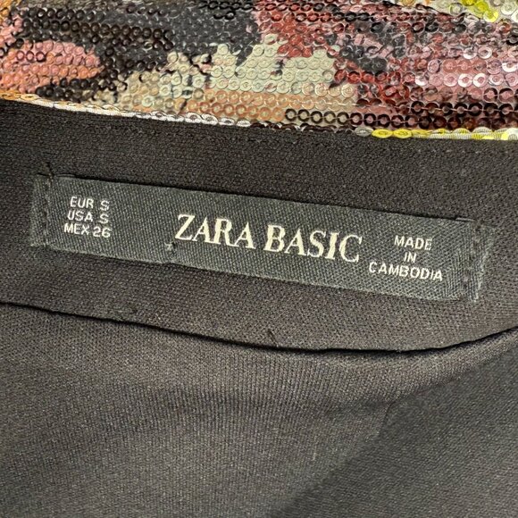 Zara Floral Multicolor Sequin Mini Skirt Small NWOT - Picture 7 of 11